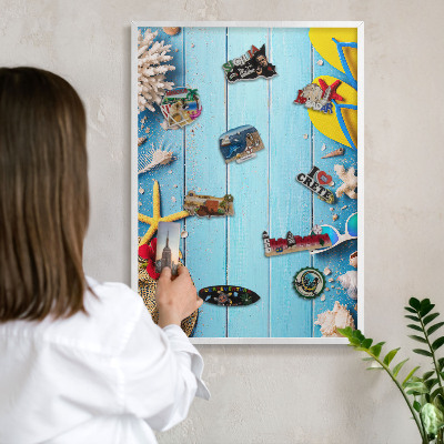 Wand-Magnettafel für Reisesouvenirs mit weißem Rahmen Urlaubsstrand