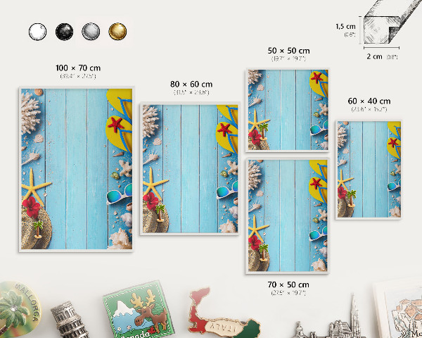 Wand-Magnettafel für Reisesouvenirs mit weißem Rahmen Urlaubsstrand