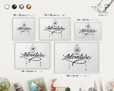 Magnettafel aus Metall für Souvenirs in weißem Rahmen Typografisches Abenteuer