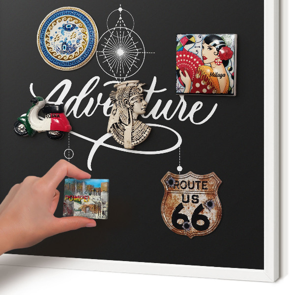 Wand-Magnettafel für Reisesouvenirs mit weißem Rahmen Reiseinspiration