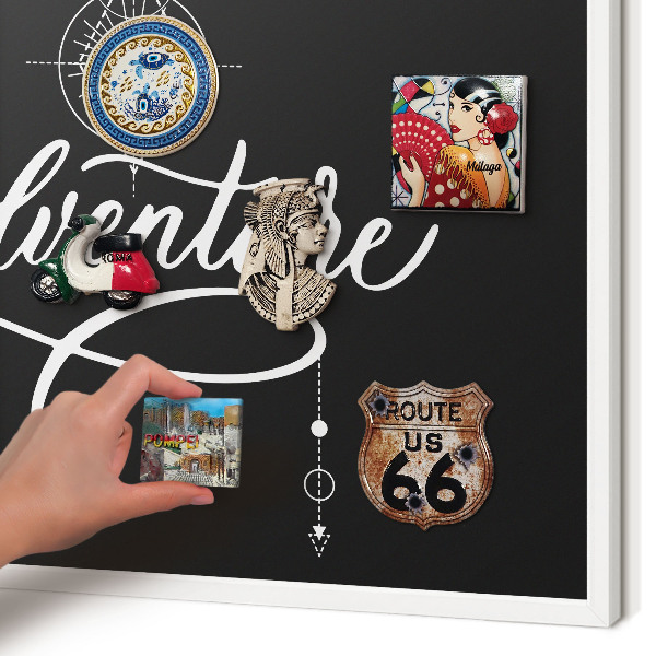Wand-Magnettafel für Reisesouvenirs mit weißem Rahmen Reiseinspiration