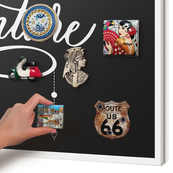 Wand-Magnettafel für Reisesouvenirs mit weißem Rahmen Reiseinspiration