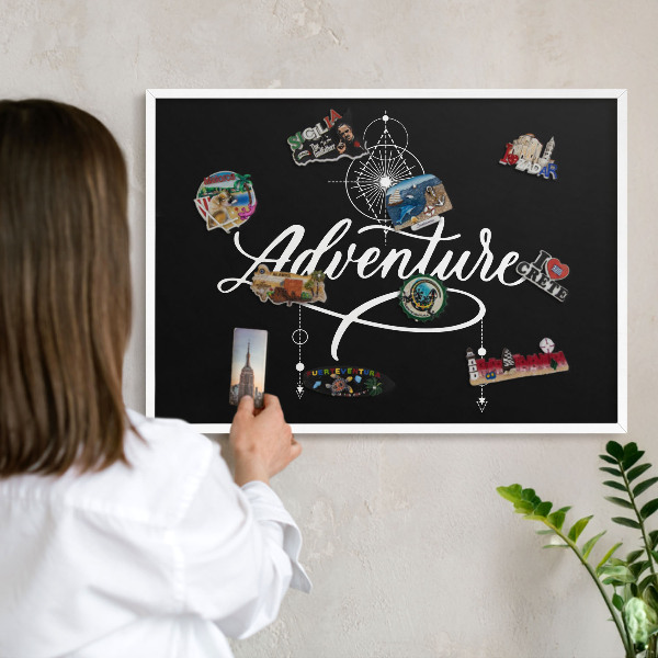 Wand-Magnettafel für Reisesouvenirs mit weißem Rahmen Reiseinspiration