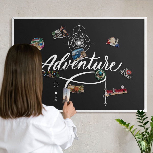 Wand-Magnettafel für Reisesouvenirs mit weißem Rahmen Reiseinspiration