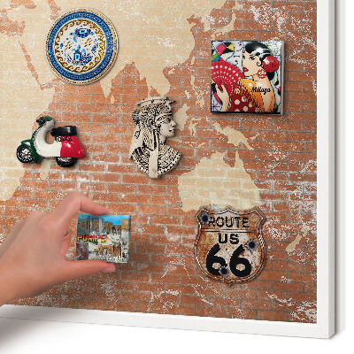 Wand-Magnettafel für Reisesouvenirs mit weißem Rahmen Brick-Karte