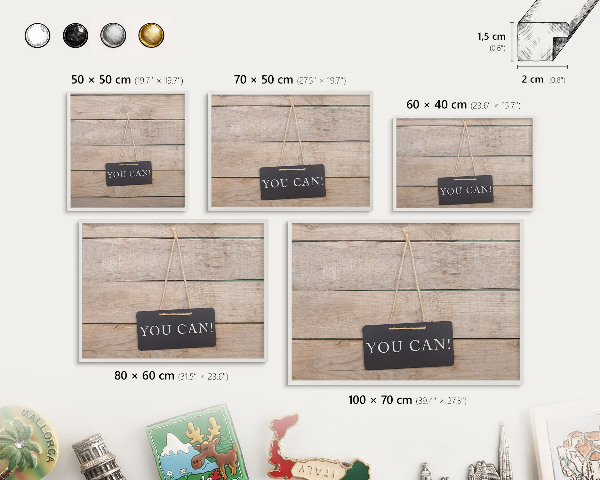 Magnettafel aus Metall für Souvenirs in weißem Rahmen Motivation jeden Tag