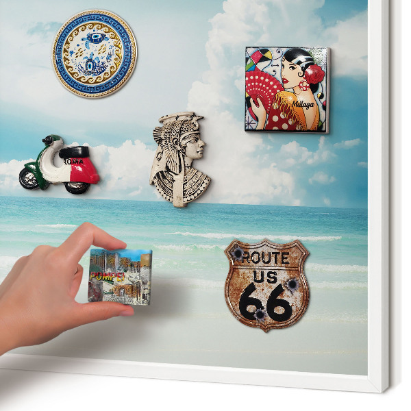 Wand-Magnettafel für Reisesouvenirs mit weißem Rahmen Maritime Harmonie