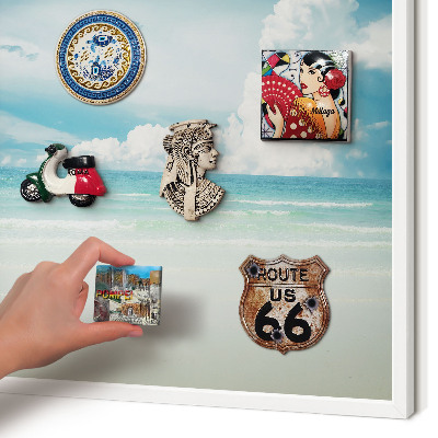 Wand-Magnettafel für Reisesouvenirs mit weißem Rahmen Maritime Harmonie