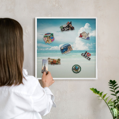 Wand-Magnettafel für Reisesouvenirs mit weißem Rahmen Maritime Harmonie
