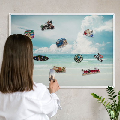 Wand-Magnettafel für Reisesouvenirs mit weißem Rahmen Maritime Harmonie