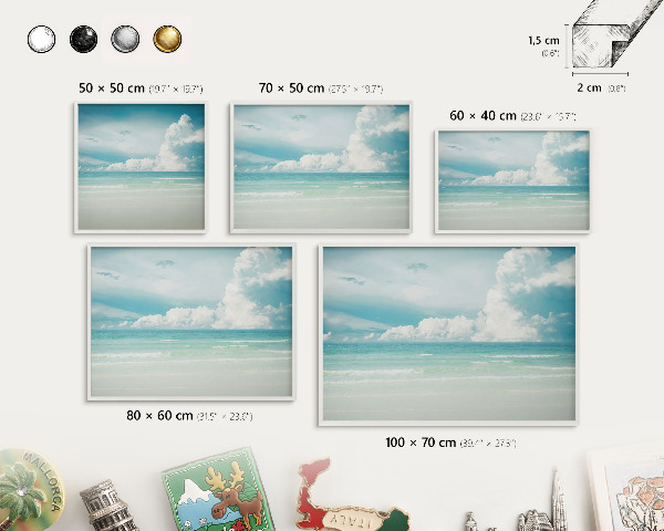 Wand-Magnettafel für Reisesouvenirs mit weißem Rahmen Maritime Harmonie