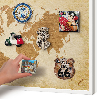 Wand-Magnettafel für Reisesouvenirs mit weißem Rahmen Vintage-Karte