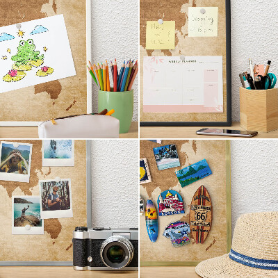 Wand-Magnettafel für Reisesouvenirs mit weißem Rahmen Vintage-Karte