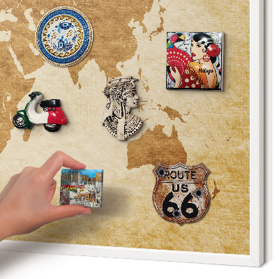 Wand-Magnettafel für Reisesouvenirs mit weißem Rahmen Vintage-Karte