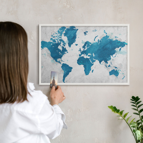 Magnettafel aus Metall für Souvenirs in weißem Rahmen Aquarellkarte