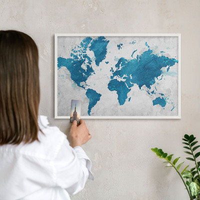 Magnettafel aus Metall für Souvenirs in weißem Rahmen Aquarellkarte