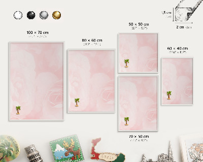 Wand-Magnettafel für Reisesouvenirs mit weißem Rahmen Zartes Rosa