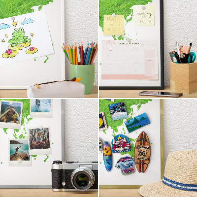 Magnettafel aus Metall für Souvenirs in weißem Rahmen Grüne Karte