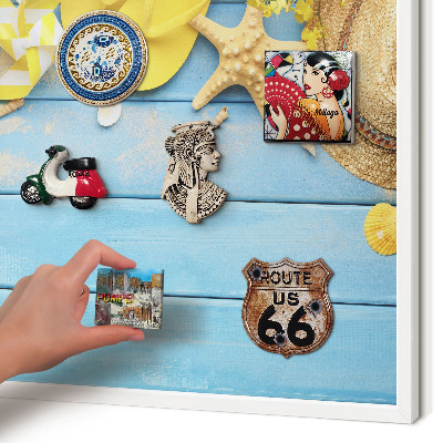 Magnettafel aus Metall für Souvenirs in weißem Rahmen Strandatmosphäre