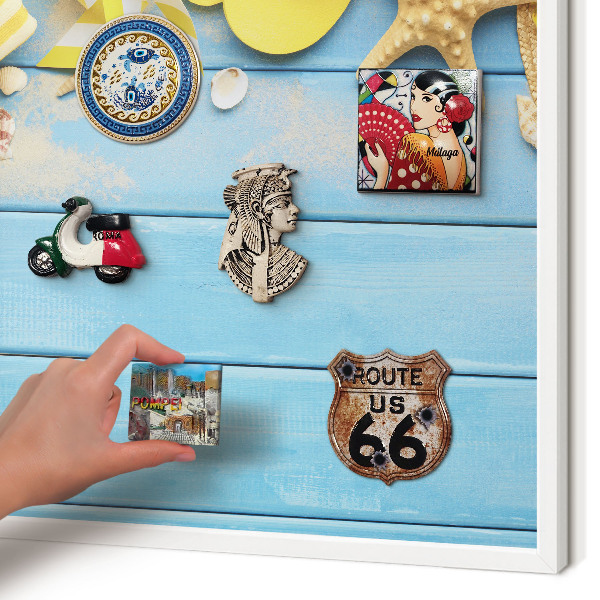 Magnettafel aus Metall für Souvenirs in weißem Rahmen Strandatmosphäre