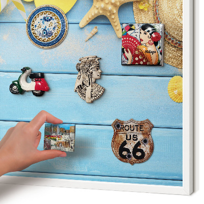 Magnettafel aus Metall für Souvenirs in weißem Rahmen Strandatmosphäre