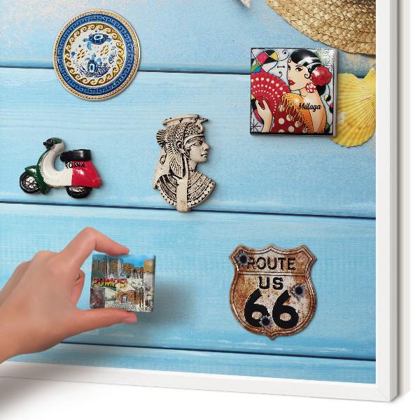 Magnettafel aus Metall für Souvenirs in weißem Rahmen Strandatmosphäre