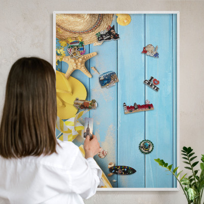 Magnettafel aus Metall für Souvenirs in weißem Rahmen Strandatmosphäre