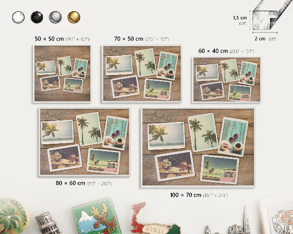 Wand-Magnettafel für Reisesouvenirs mit weißem Rahmen Urlaubsnostalgie