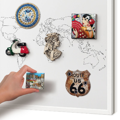 Magnettafel aus Metall für Souvenirs in weißem Rahmen Höhenlinienkarte