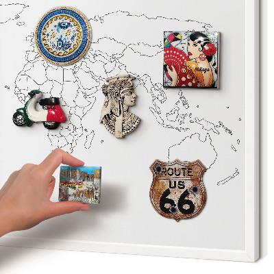 Magnettafel aus Metall für Souvenirs in weißem Rahmen Höhenlinienkarte