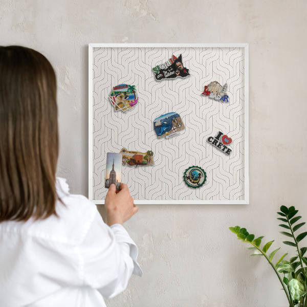 Wand-Magnettafel für Reisesouvenirs mit weißem Rahmen Sanfte Wellen