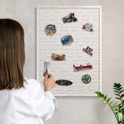 Wand-Magnettafel für Reisesouvenirs mit weißem Rahmen Sanfte Wellen