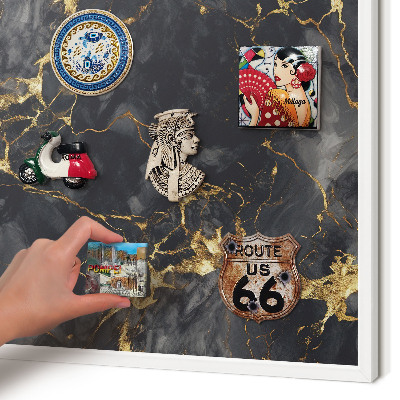 Magnettafel aus Metall für Souvenirs in weißem Rahmen Zarte Adern