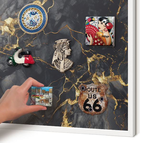 Magnettafel aus Metall für Souvenirs in weißem Rahmen Zarte Adern