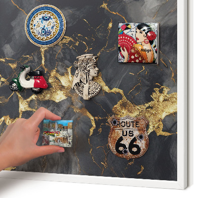 Magnettafel aus Metall für Souvenirs in weißem Rahmen Zarte Adern