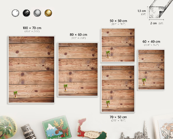 Wand-Magnettafel für Reisesouvenirs mit weißem Rahmen Holzbretter
