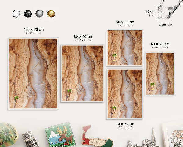 Wand-Magnettafel für Reisesouvenirs mit weißem Rahmen Eleganz aus Holz