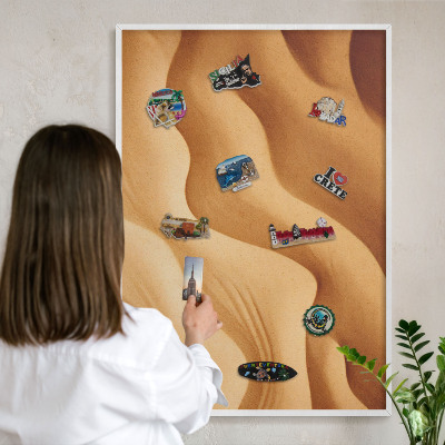Wand-Magnettafel für Reisesouvenirs mit weißem Rahmen Sandwellen