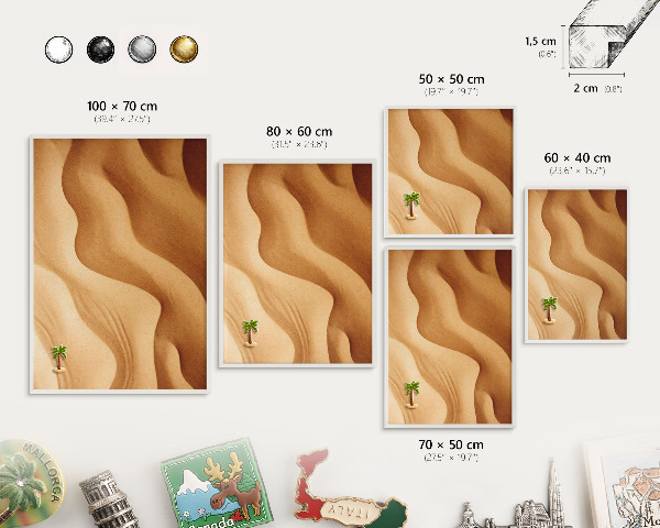 Wand-Magnettafel für Reisesouvenirs mit weißem Rahmen Sandwellen