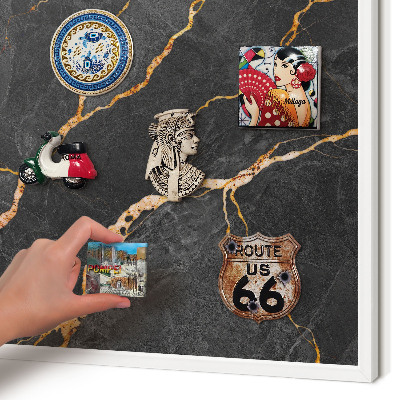 Wand-Magnettafel für Reisesouvenirs mit weißem Rahmen Marmorbänder