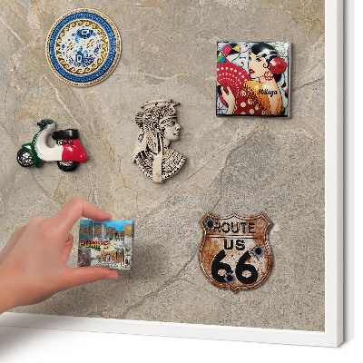 Magnettafel aus Metall für Souvenirs in weißem Rahmen Beige Stein