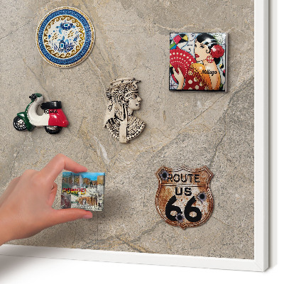 Magnettafel aus Metall für Souvenirs in weißem Rahmen Beige Stein