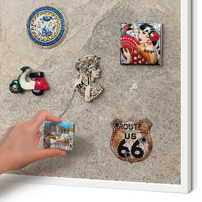 Magnettafel aus Metall für Souvenirs in weißem Rahmen Beige Stein
