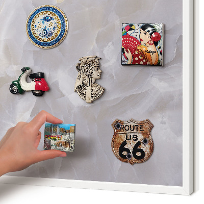 Wand-Magnettafel für Reisesouvenirs mit weißem Rahmen Graue Eleganz