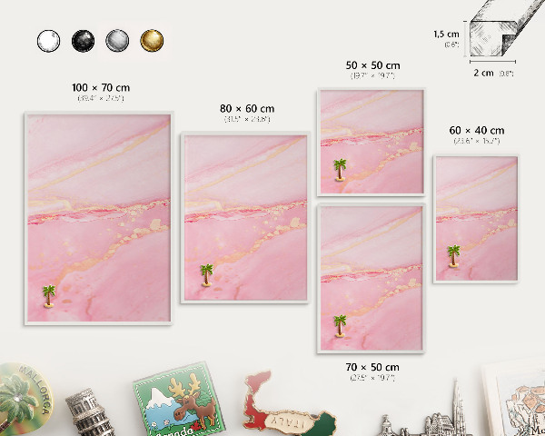 Wand-Magnettafel für Reisesouvenirs mit weißem Rahmen Rosa Eleganz
