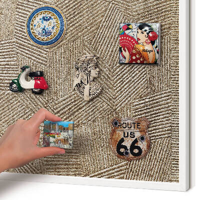 Wand-Magnettafel für Reisesouvenirs mit weißem Rahmen Geometrisches Muster