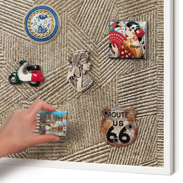 Wand-Magnettafel für Reisesouvenirs mit weißem Rahmen Geometrisches Muster