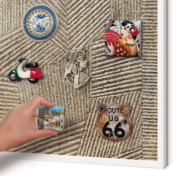 Wand-Magnettafel für Reisesouvenirs mit weißem Rahmen Geometrisches Muster