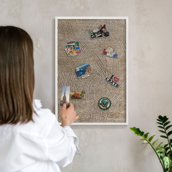 Wand-Magnettafel für Reisesouvenirs mit weißem Rahmen Geometrisches Muster