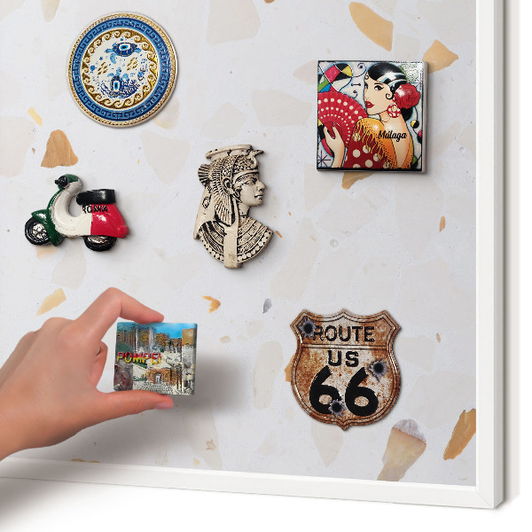 Magnettafel aus Metall für Souvenirs in weißem Rahmen Warmes Mosaik